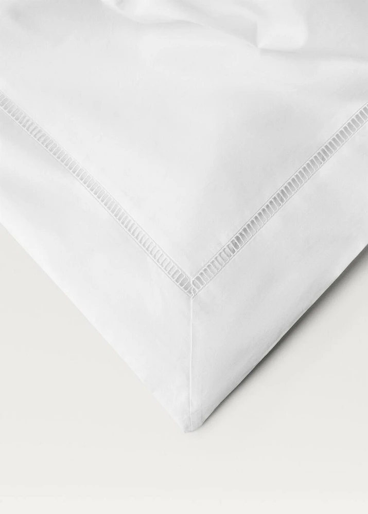 Cotton percale duvet cover with hemstitch for 90 cm bed