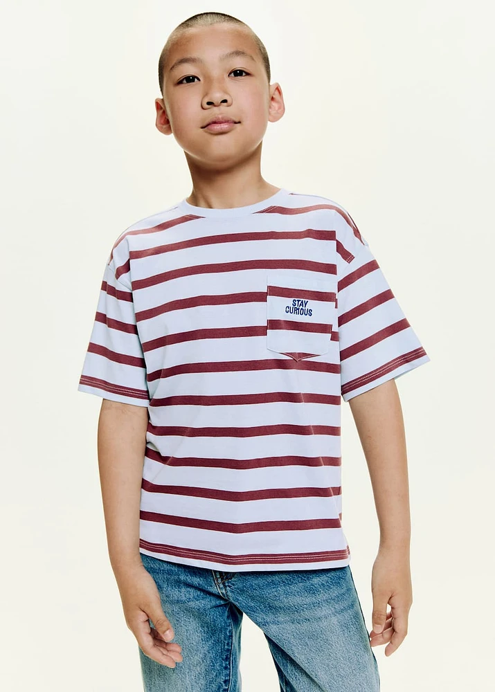 Striped t-shirt with embroidered detail
