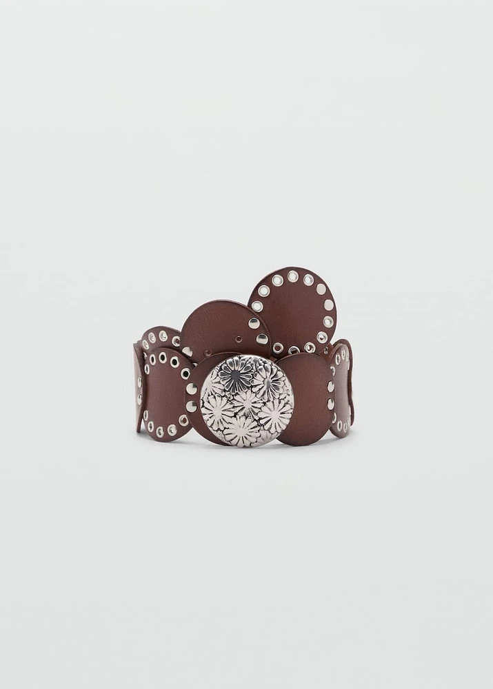 Studded leather belt