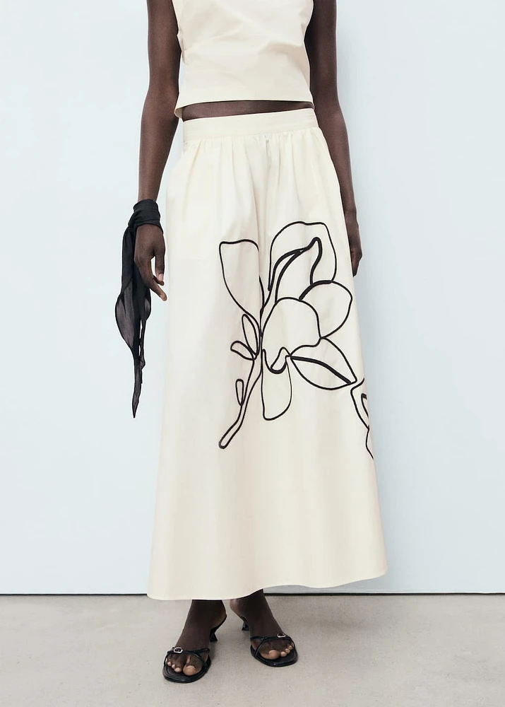 Embroidered cotton skirt