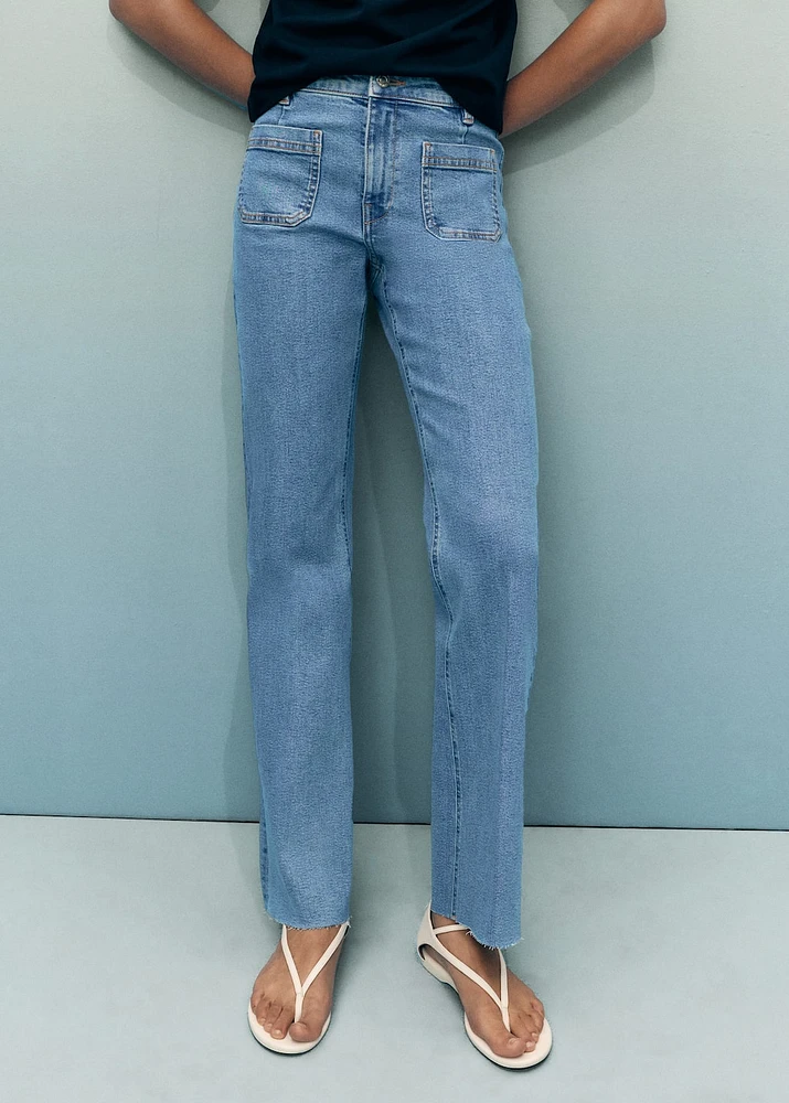 Flared cropped jeans with pockets