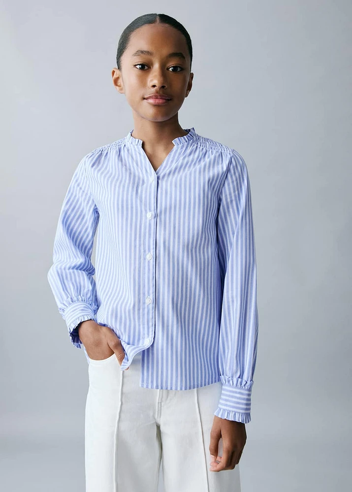 Striped shirt with pleated details