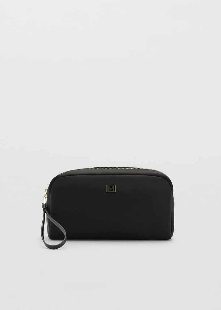 Zipped nylon cosmetics bag