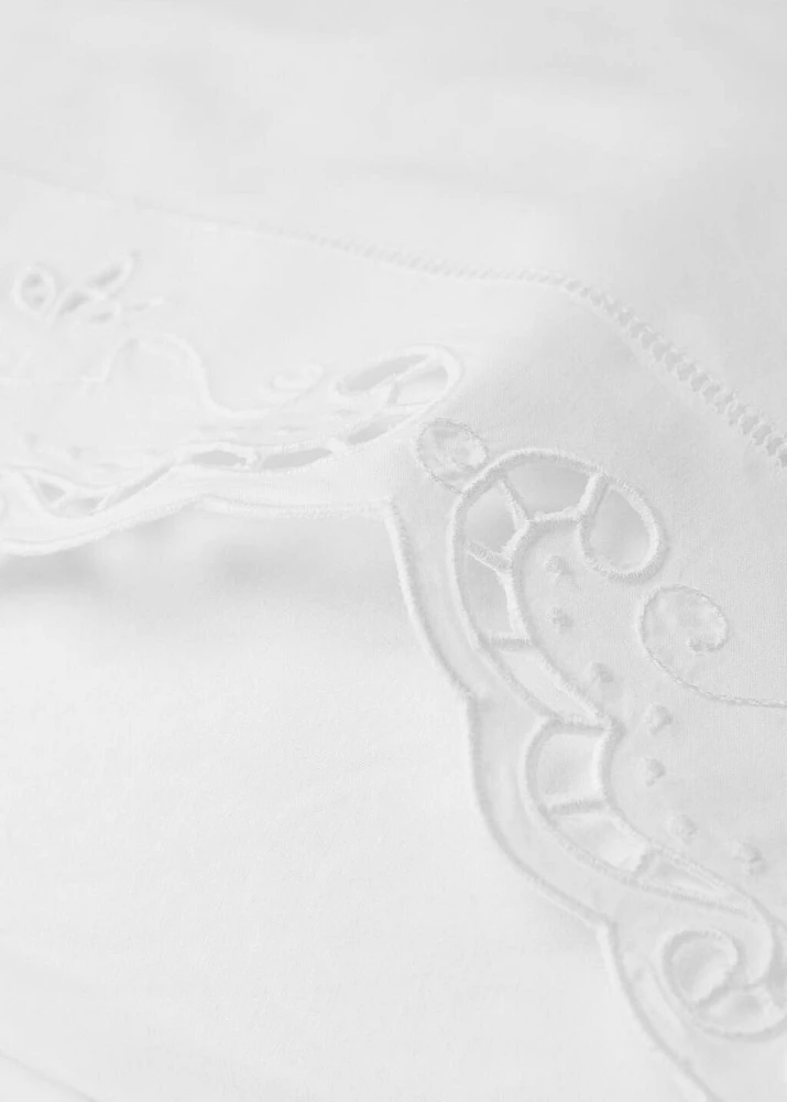 Two embroidered cotton pillowcases with openwork embroidery 50x75 cm