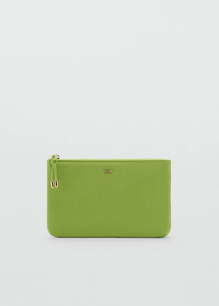 Zipped nylon cosmetics bag
