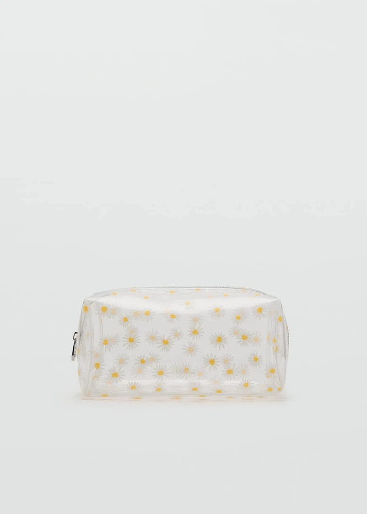 Vinyl flower toiletry bag