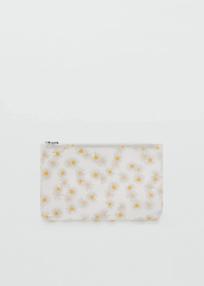 Mini vinyl flower toiletry bag