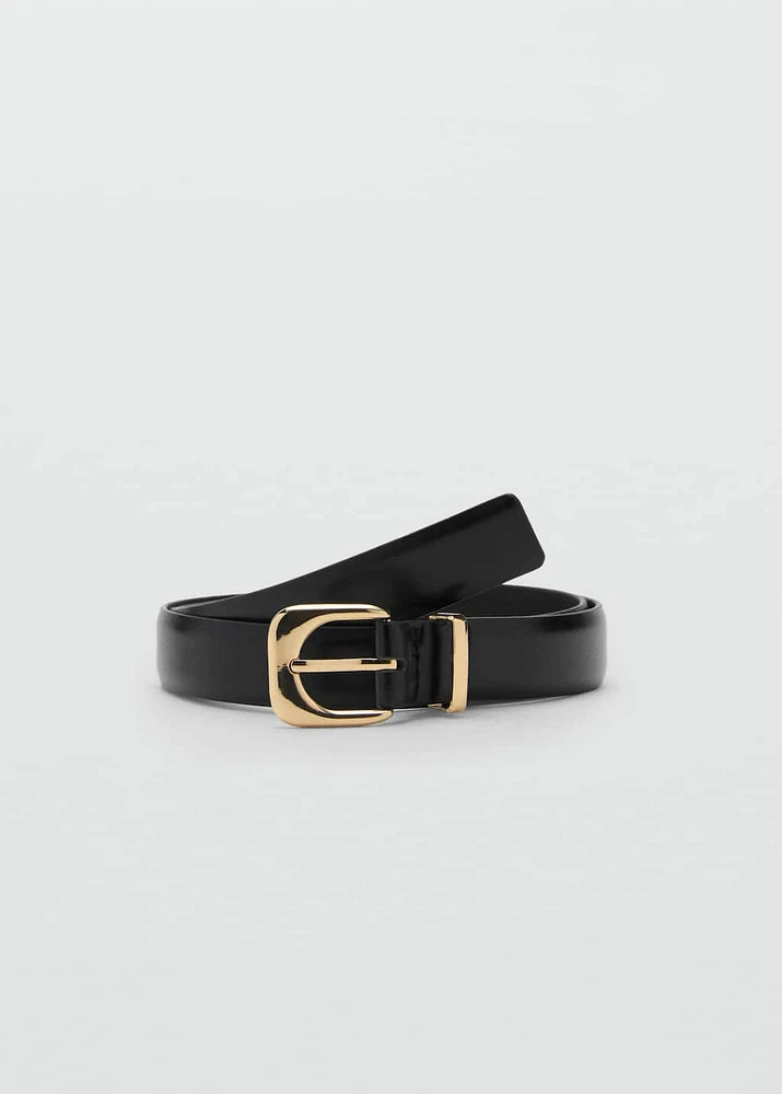 Leather effect belt with buckle