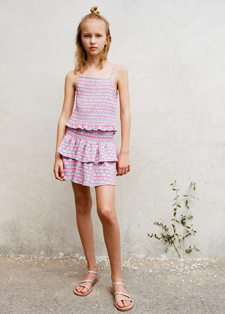 Printed skirt with ruffles