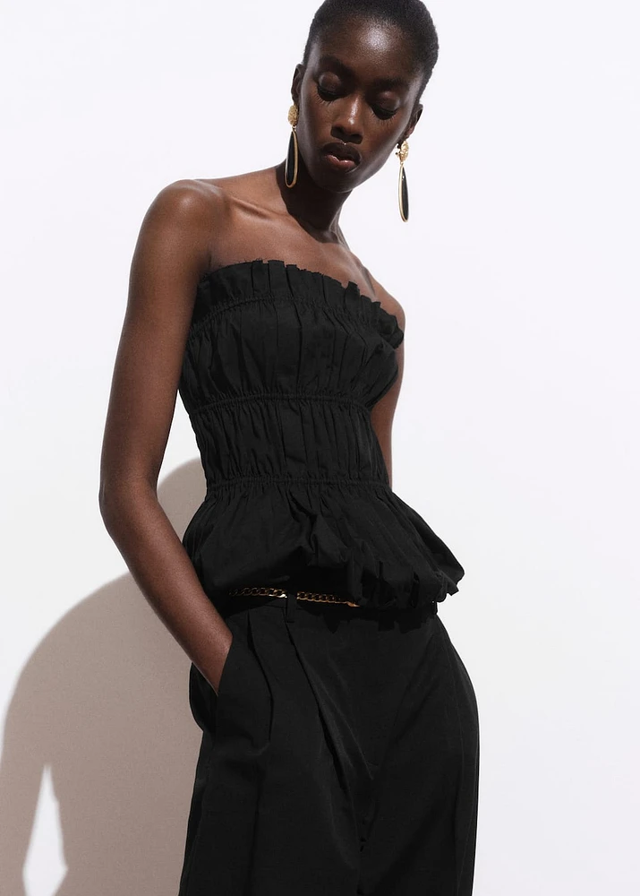 Ruched strapless top