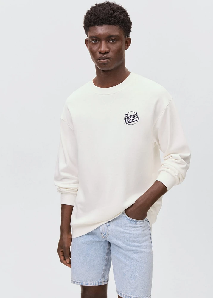 Printed embroidered sweatshirt