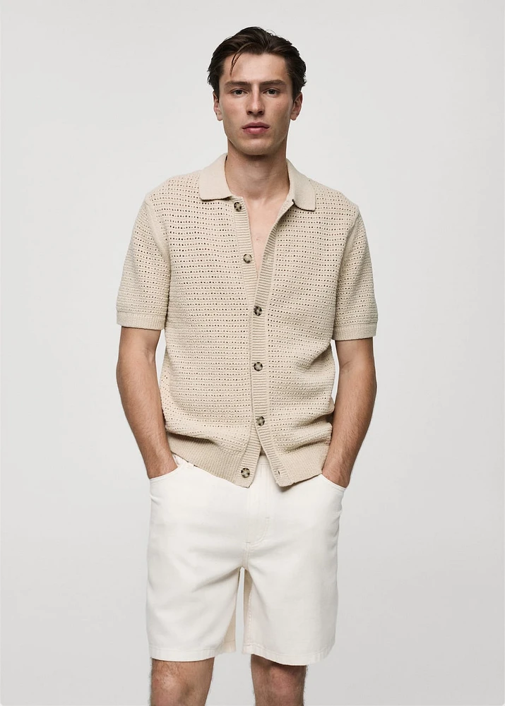 Openwork knitted shirt