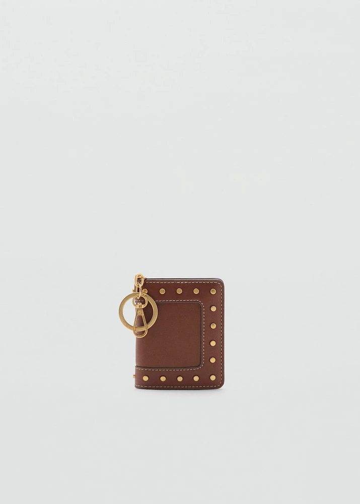 Studded wallet with keychain detail