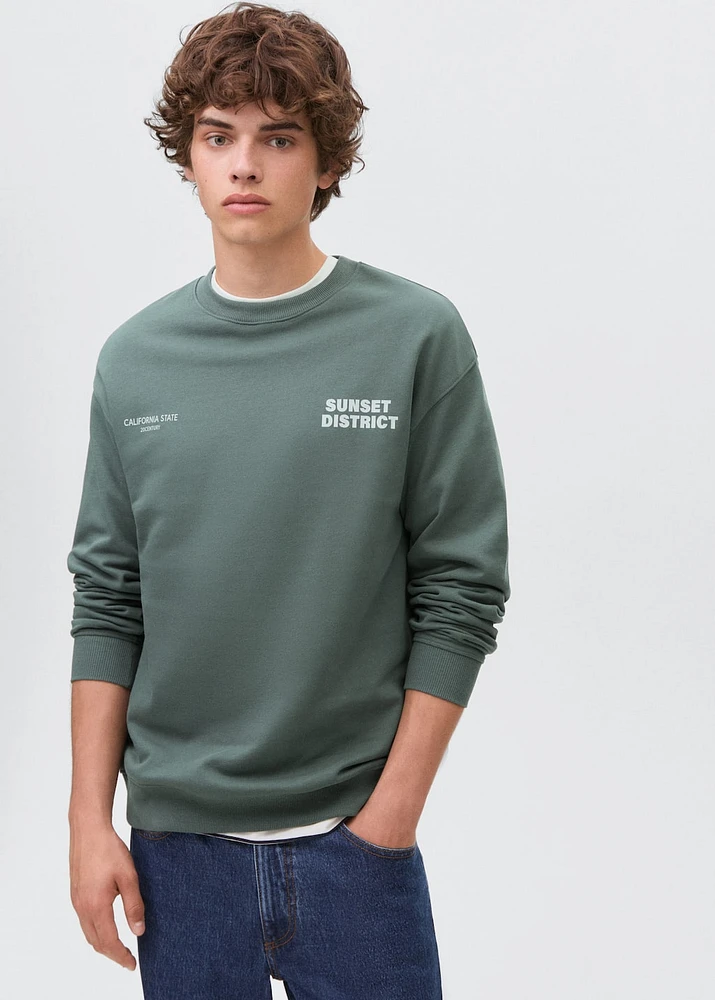 Combined printed cotton sweatshirt