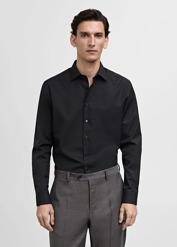 Slim-fit cotton poplin suit shirt