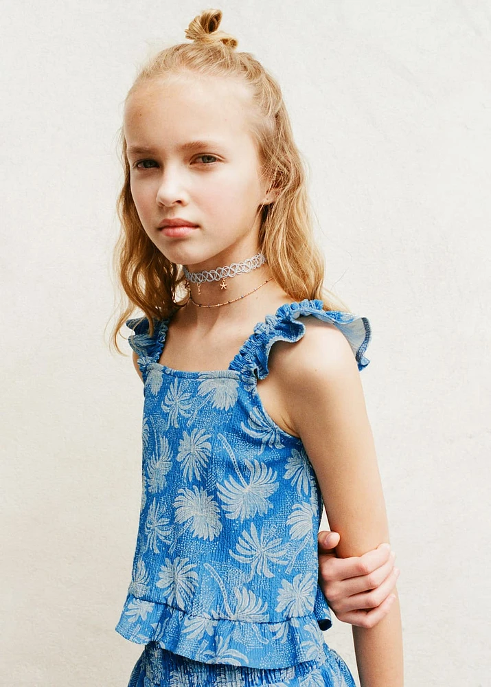Printed ruffle top
