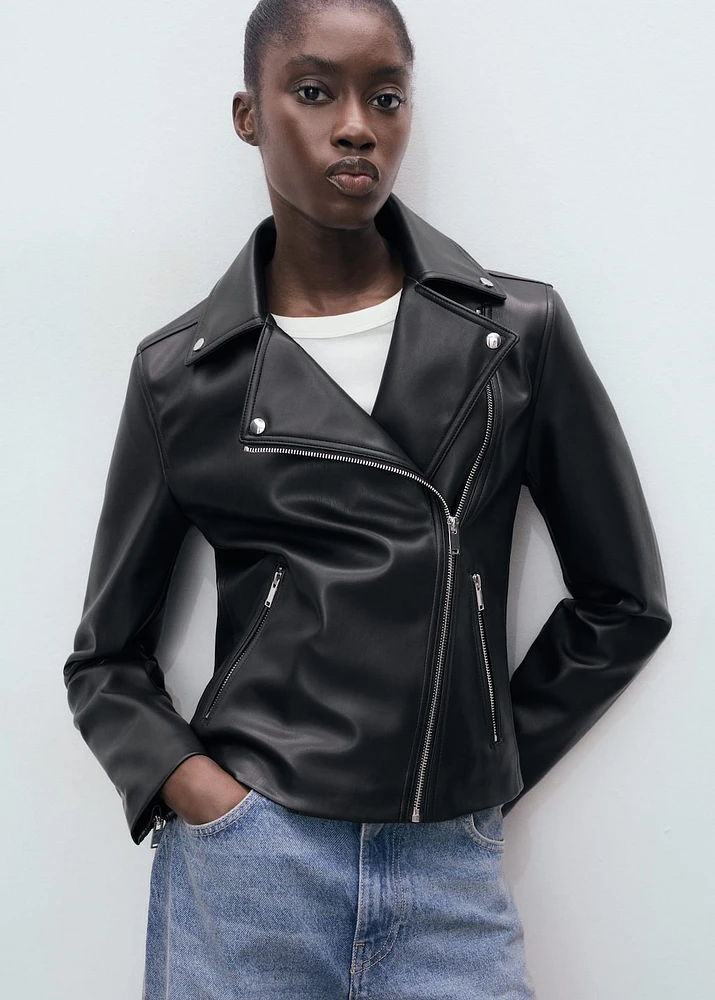 Leather-effect biker jacket