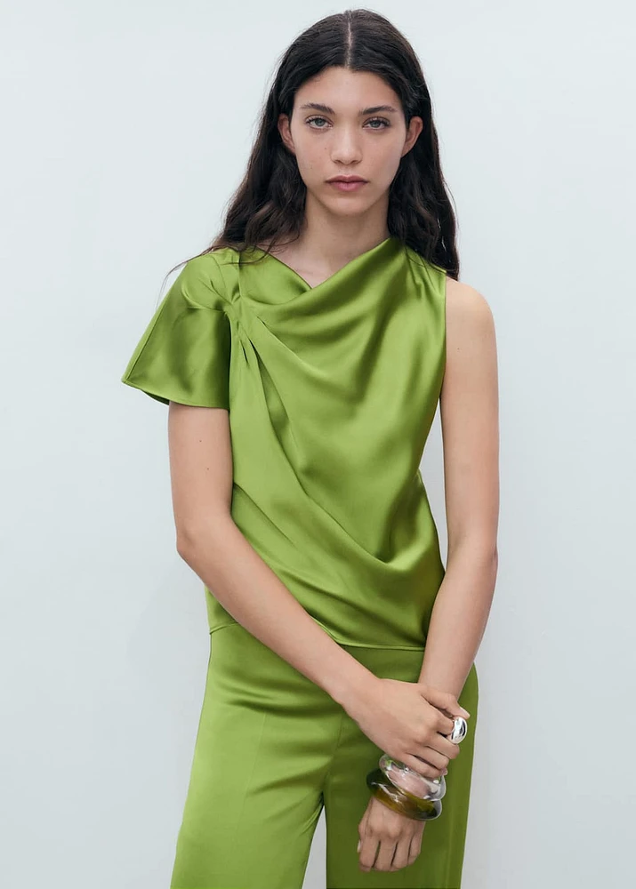 Satin shirt with draped detail