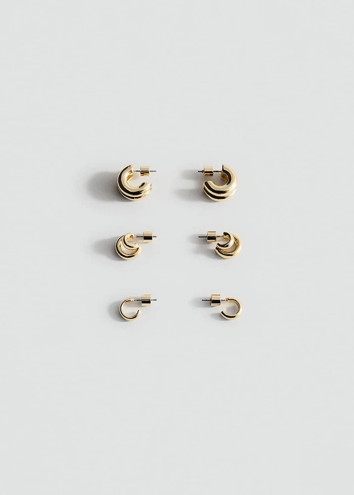 Set of combined hoop earrings