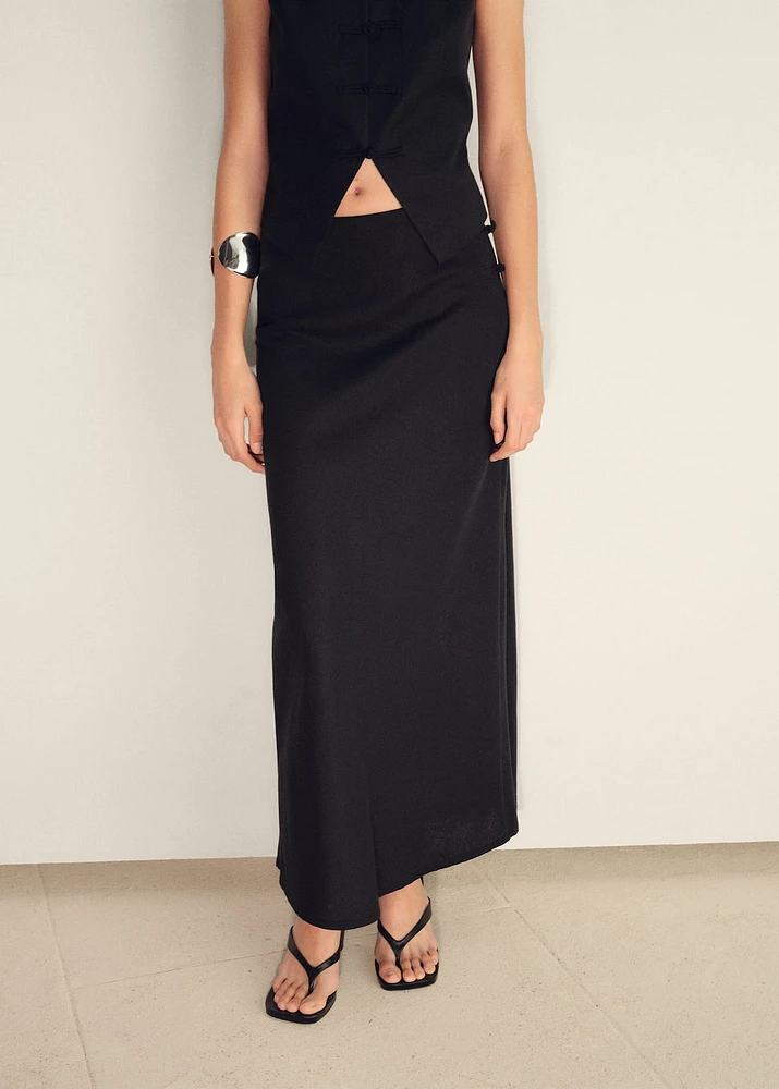 Linen-blend straight skirt