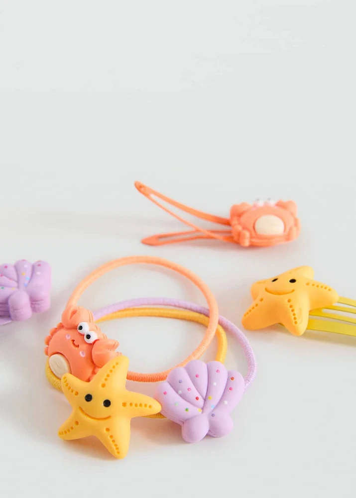 Pack of rubber bands and clips