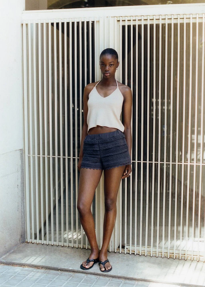 Crochet shorts with ruffles