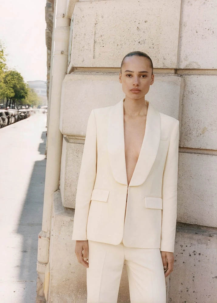 Suit jacket with satin lapels