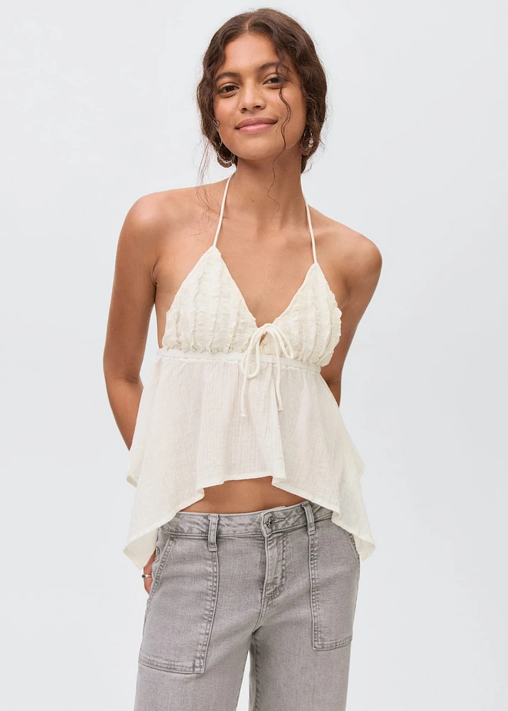 Halter top with ruffled detail