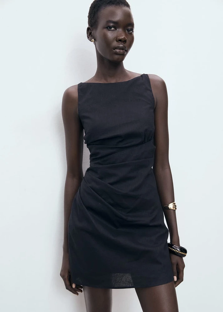 Draped linen dress