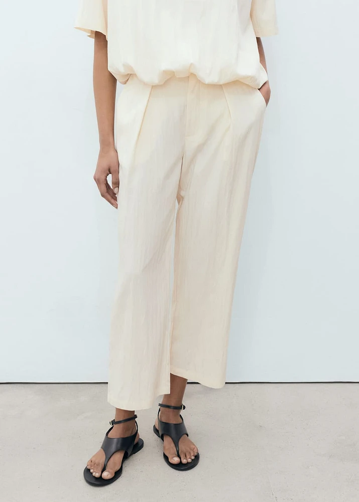 Textured crop trousers