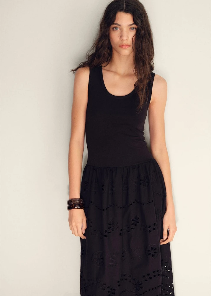 Openwork embroidered combined dress