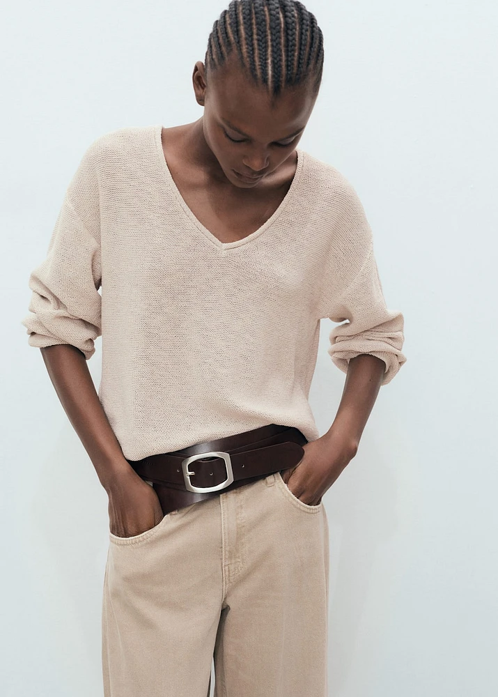V-neck knit sweater