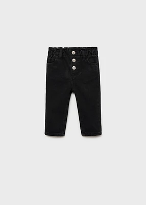 Paper bag jeans with buttons