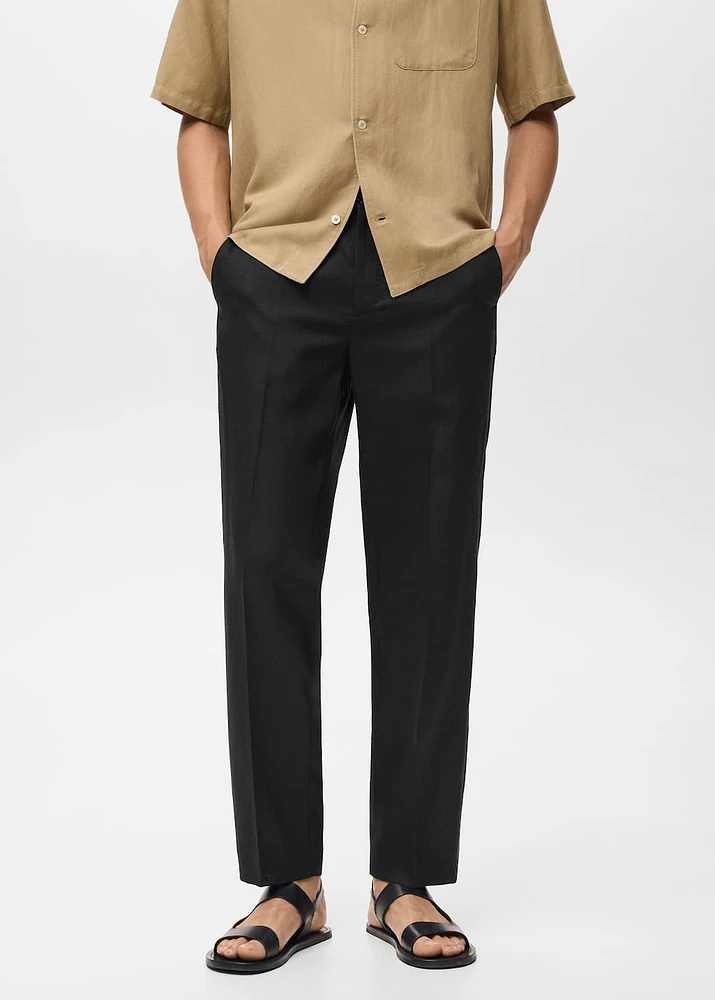 Straight-leg pants a linen and lyocell blend