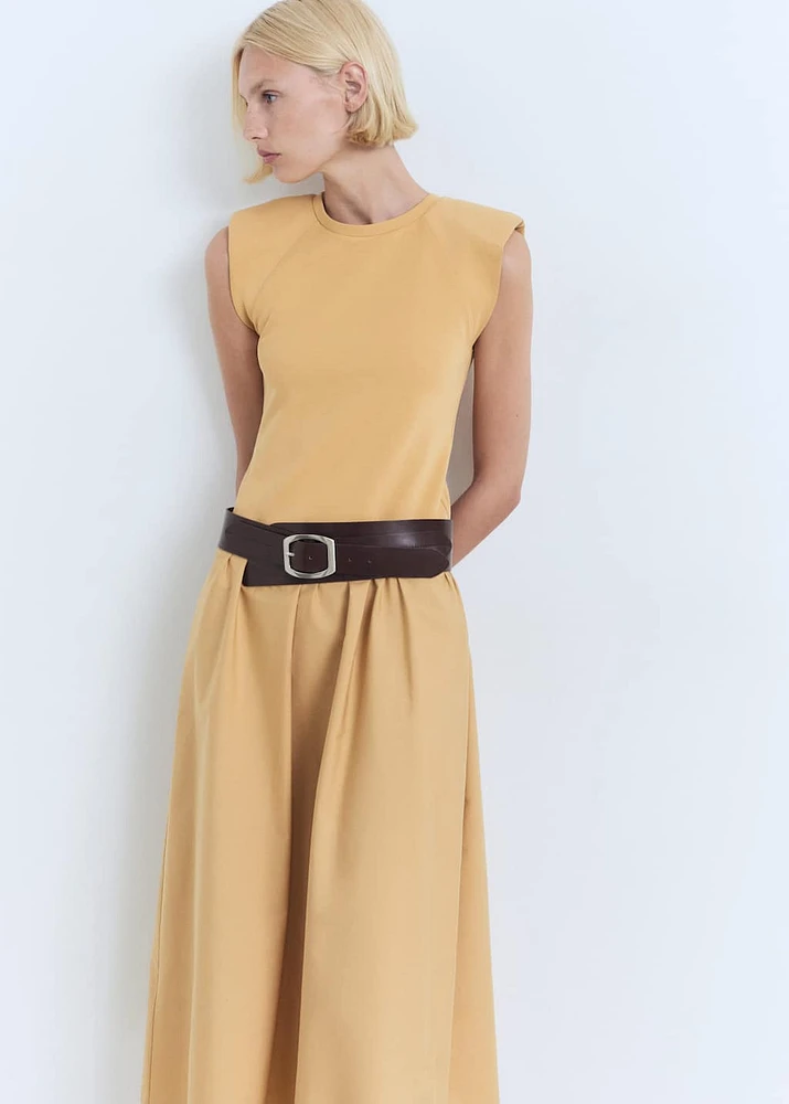 Combined fabric midi-dress