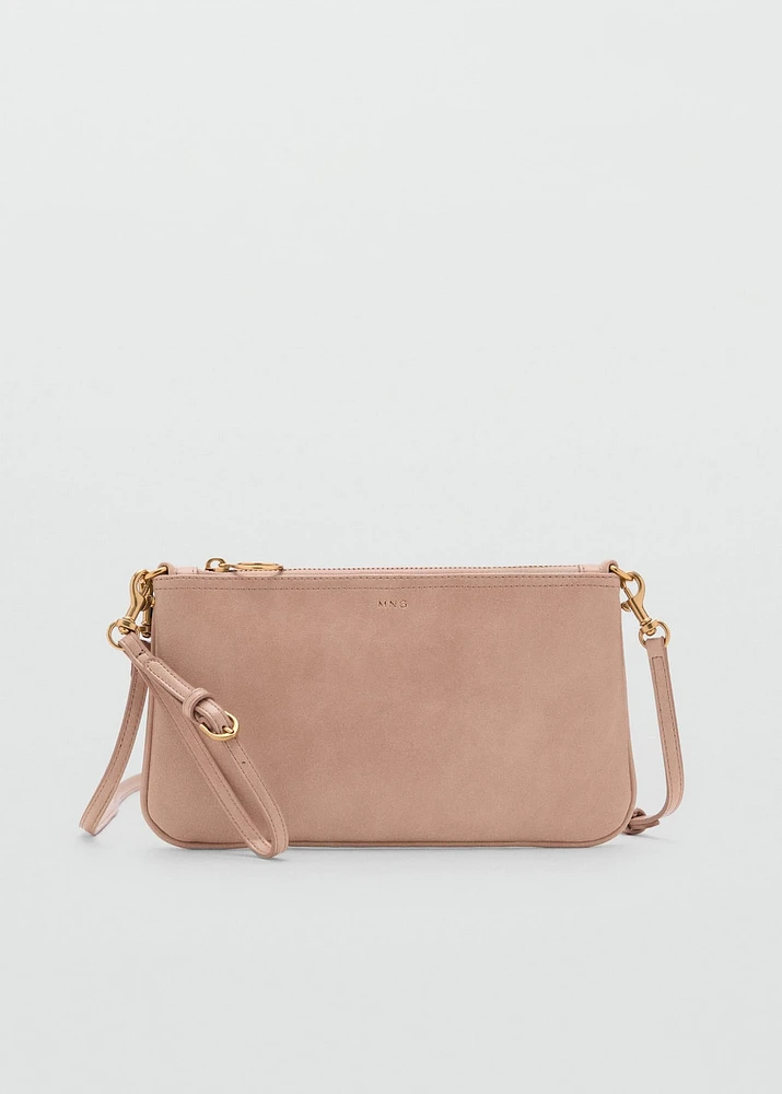 Tumbled leather-effect clutch