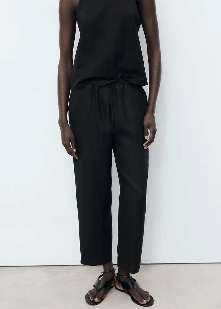 Linen pants with drawstring