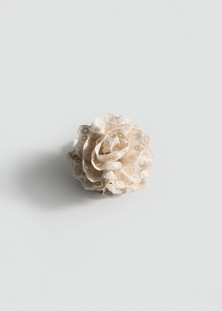 Embroidered flower clip