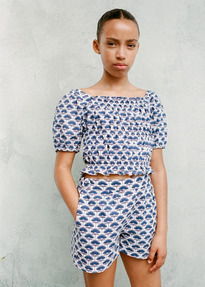 Printed linen blouse