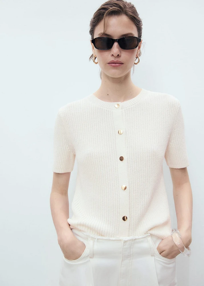Short-sleeved knitted cardigan