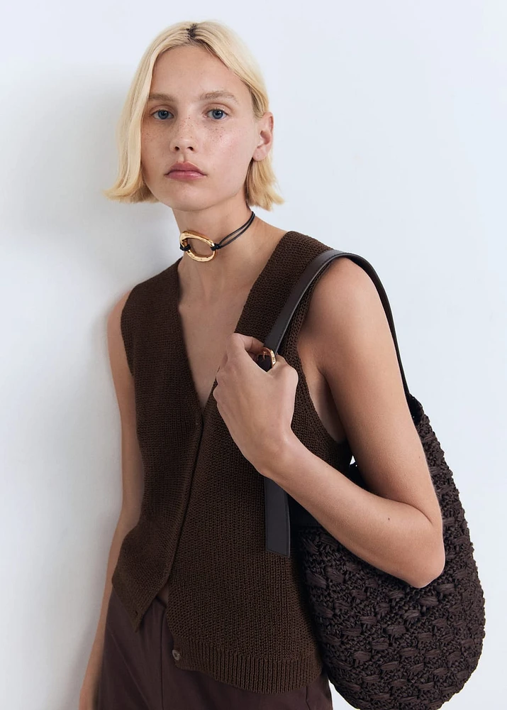 Openwork knitted vest