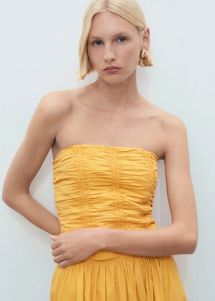 Ruched strapless top