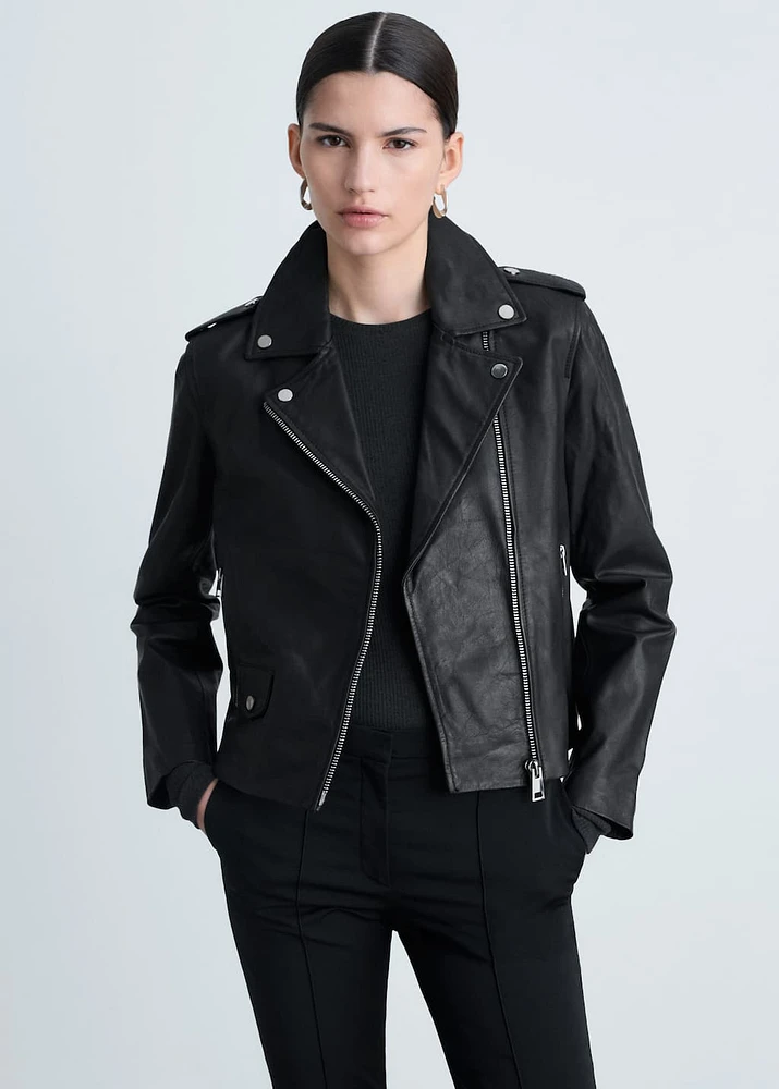 Leather biker jacket