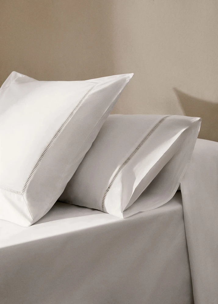 Two cotton percale pillowcases with hemstitch 50x75 cm