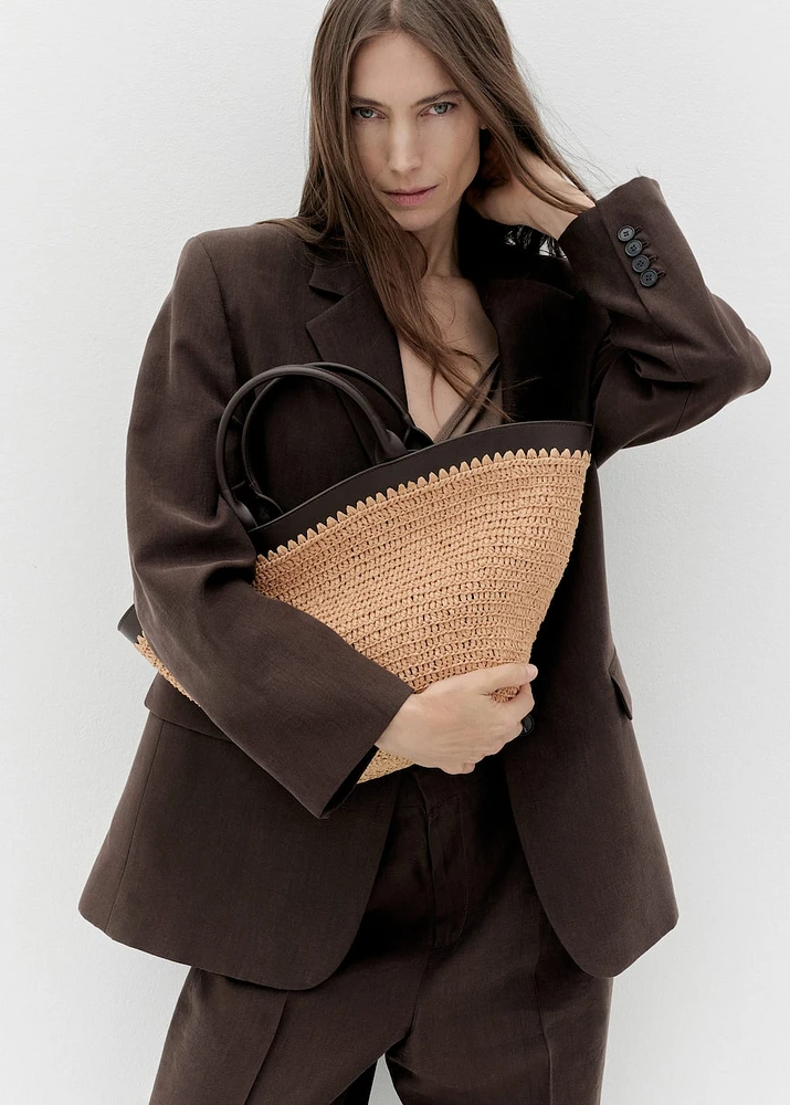 Large natural fiber bag with double handle