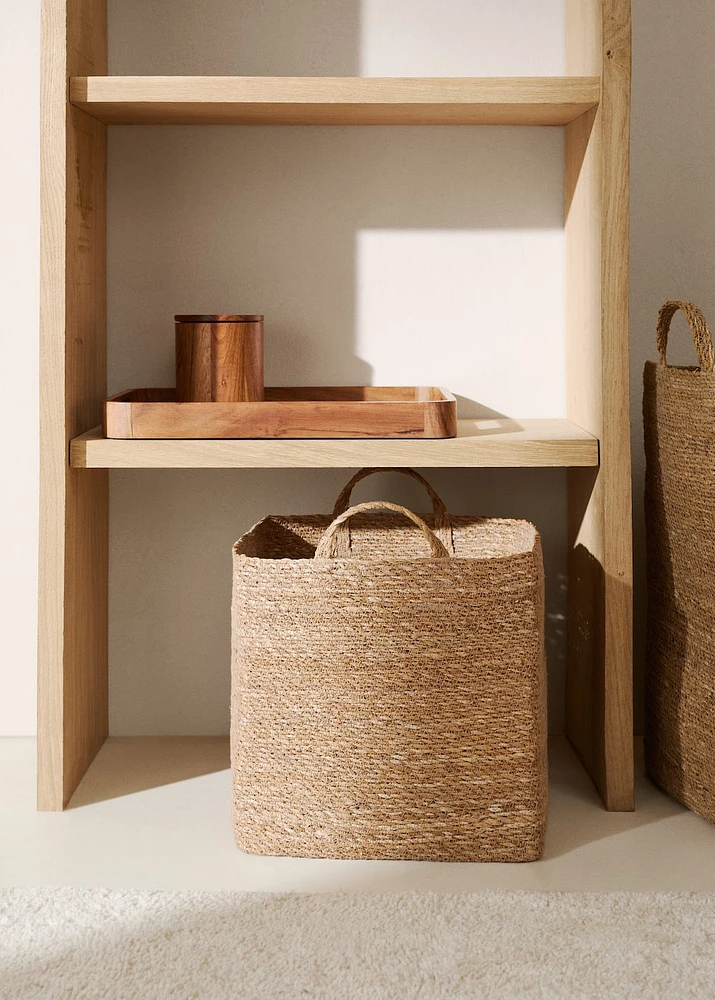Small natural fiber rectangular basket