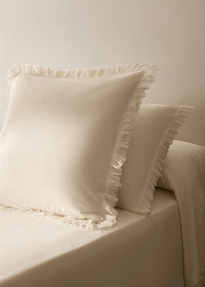 Percale cotton pillowcase with gauze ruffle 45x110 cm