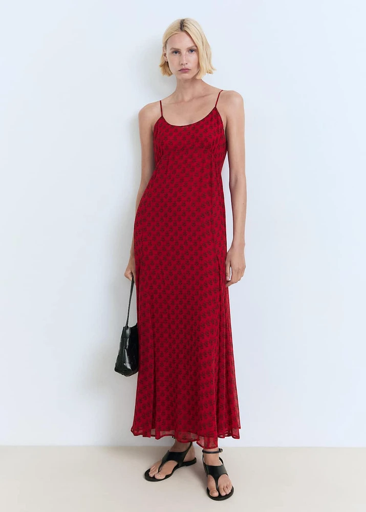 Floral-print chiffon dress