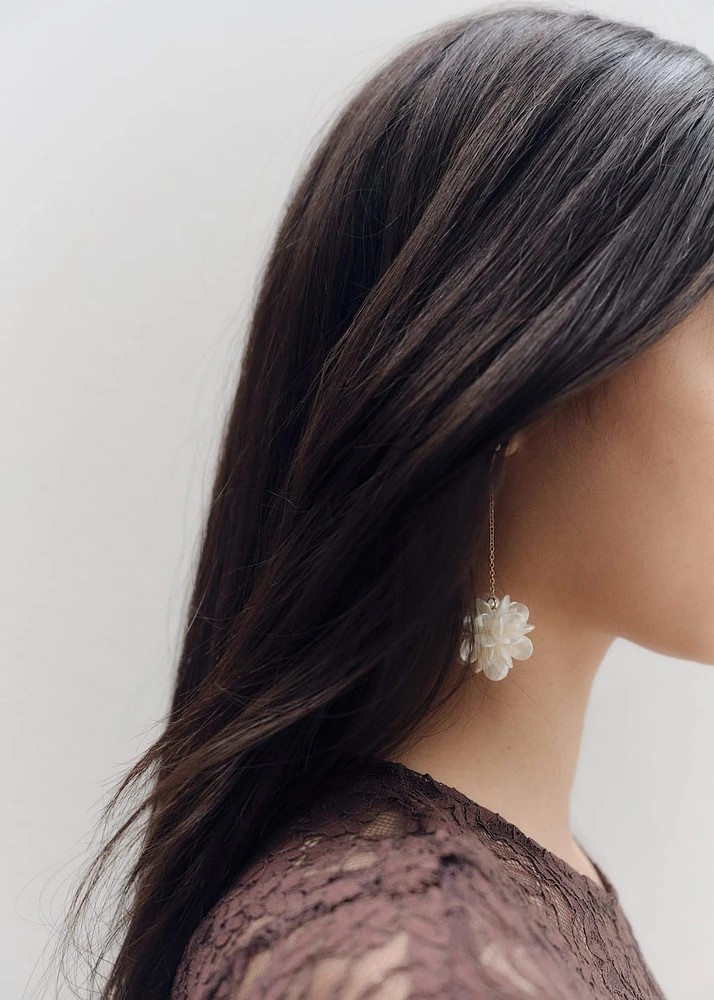 Long flower earrings