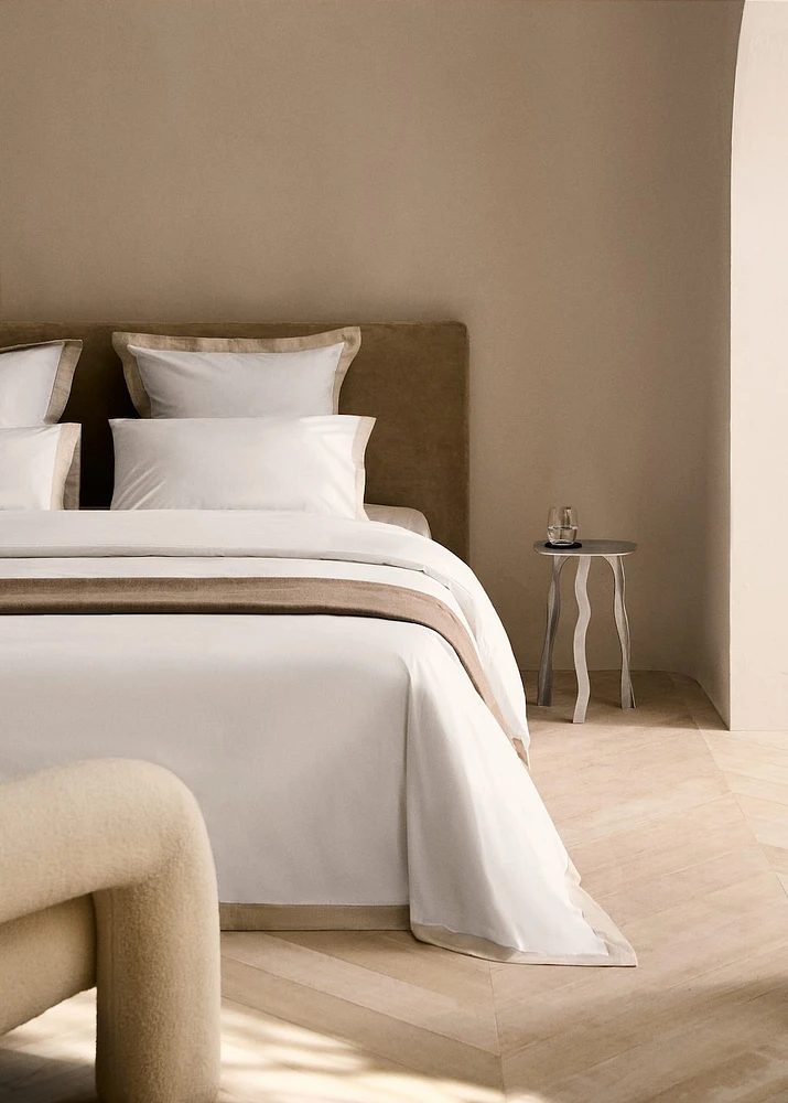 Linen duvet cover with decorative trim for 180/200 cm bed
